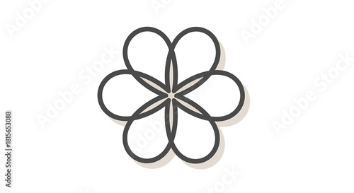 Geometric flower design with six petals and a central star shape.