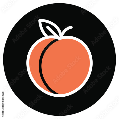 Peach Fruit Icon on Black Background representing freshness natural food healthy eating and summer fruit harvest with minimal design and vibrant colors