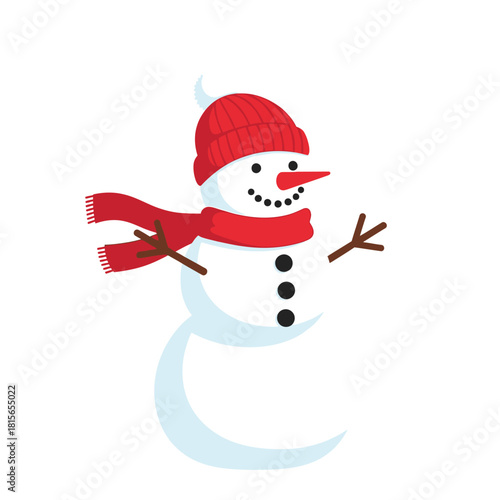 Delightful frosty snowman illustration with vibrant winter apparel on pure white background