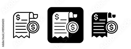 Expense Solid color and black line drawing vector illustration set