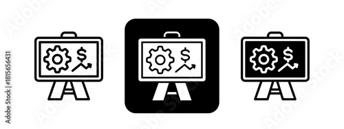 Projection Solid color and black line drawing vector illustration set