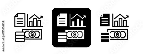 Economy Solid color and black line drawing vector illustration set