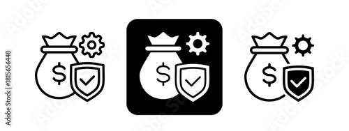 Solvency Solid color and black line drawing vector illustration set