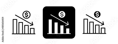 Loss Solid color and black line drawing vector illustration set