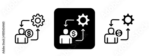 Working Solid color and black line drawing vector illustration set