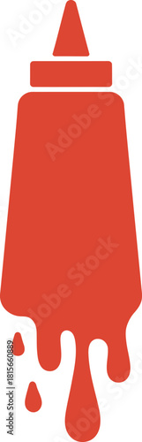 Ketchup bottle dripping icon. food condiment graphic vector art