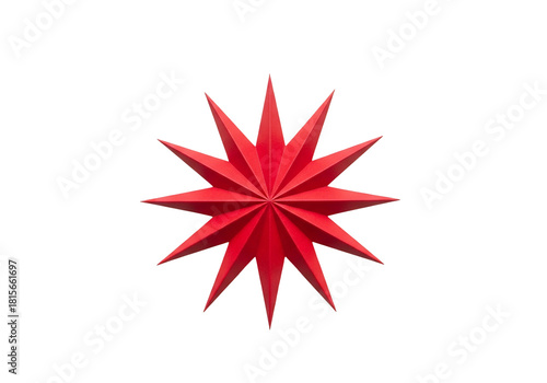 Red starburst on a transparent background, a symbol of celebration and achievement