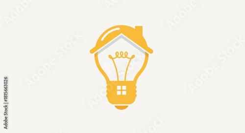 Creative lightbulb and house logo representing smart home solutions, energy efficiency, and innovative real estate development