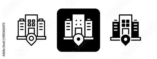 Company Solid color and black line drawing vector illustration set