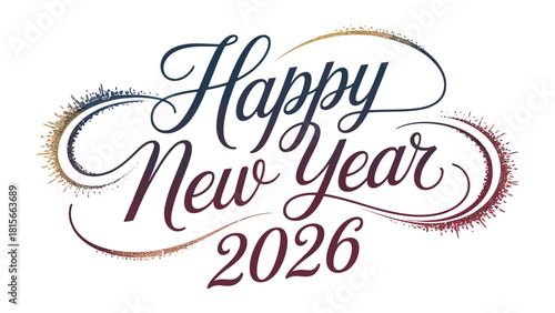 New Year 2026 Celebration: Elegant typography expresses well wishes for the new year, embracing the spirit of optimism and joy.