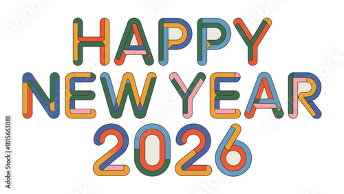 New Year 2026 Celebration: A vibrant and colorful Happy New Year 2026 message, perfect for spreading festive cheer and marking a new beginning. The design radiates joy and optimism.