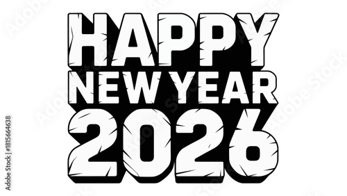 New Year 2026: A bold and contemporary design wishing a very Happy New Year. The typography is modern, clean, and optimistic. The image is perfect for new year greetings and celebrations.