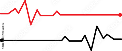 Two heartbeat ekg lines one red one black