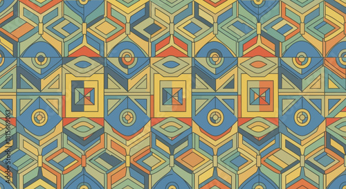 Vibrant geometric pattern featuring interconnected cubes and vivid