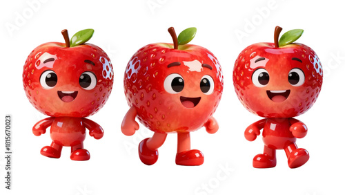 set of cartoon stroberry fruits