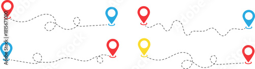 Dotted line routes with location pins