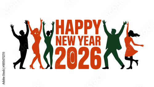 New Year Celebration: Festive silhouettes of people celebrating the new year, embodying the spirit of joy, hope, and fresh beginnings.