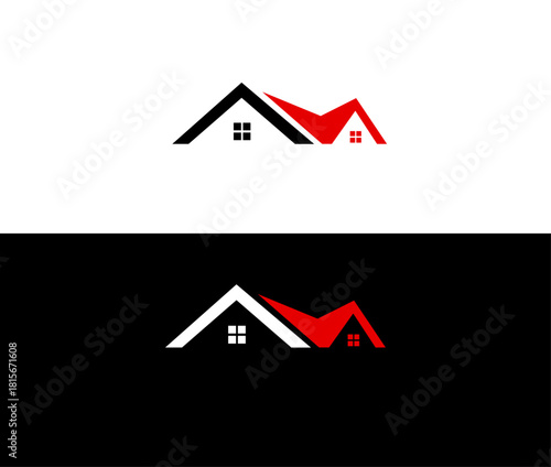 Modern Real Estate Logo Design Template with Abstract Roof and House Icon Vector