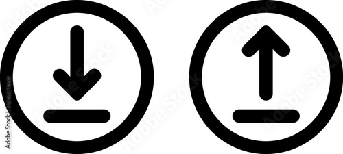 Download and upload icons with arrows inside ovals