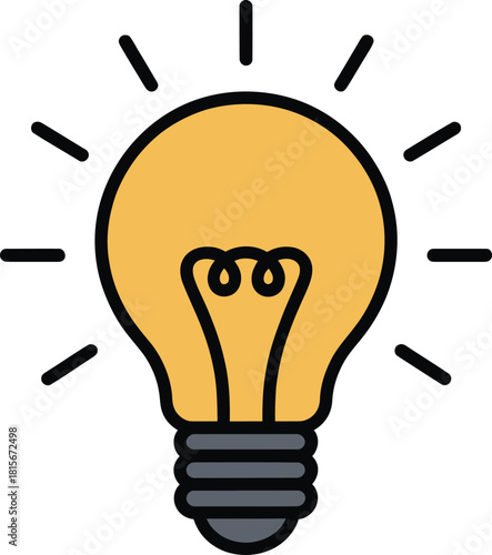 Glowing lightbulb icon illustrating innovative concept and solution