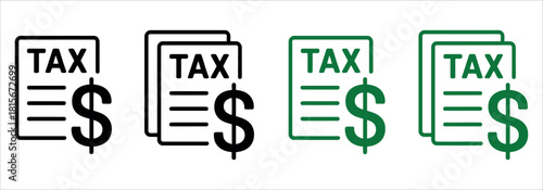 Navigate tax season confidently with these simple financial icons, representing deductions, payments, and returns, perfect for blogs and financial guides.