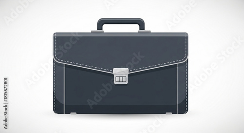 Dark grey business briefcase with silver clasp and handle, professional accessory for work and travel, isolated on
