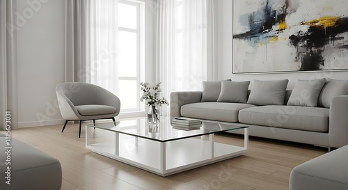 Modern living room with stylish furniture and contemporary decoration