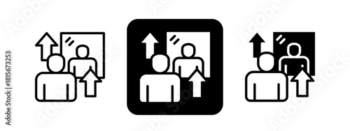 Mindset Solid color and black line drawing vector illustration set