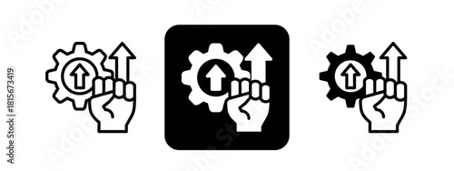 Revolution Solid color and black line drawing vector illustration set