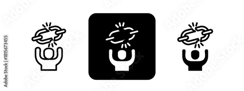 Conversion Solid color and black line drawing vector illustration set