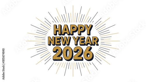 Festive New Year 2026 Typography: An eye-catching graphic spells out 'HAPPY NEW YEAR 2026' in a stylish font. It conveys the excitement and promise of a fresh beginning.