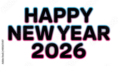 New Year 2026: A vibrant and colorful design wishing viewers a Happy New Year.