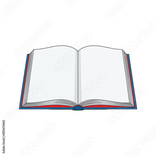 An open book with blank pages, ready for text or illustrations, isolated on white.