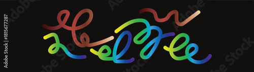 Vibrant abstract light trails with colorful wavy and curly lines