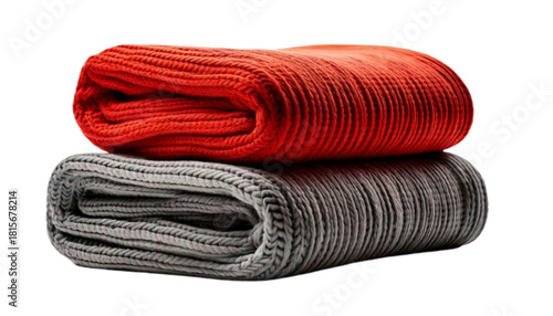 Dual Style Blankets – Cozy Knitted and Smooth Fabric Folds, isolated on transparent background
