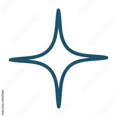 A simple dark teal fourpointed star or sparkle icon, representing shine, magic, quality, or a highlight, isolated on a