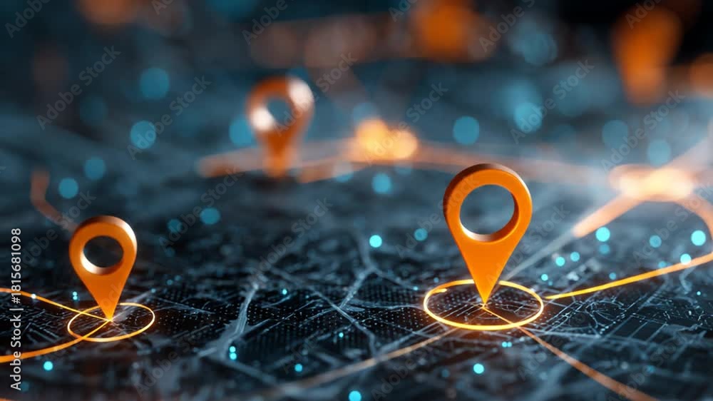 custom made wallpaper toronto digitalAbstract map with location markers and digital lines in futuristic style