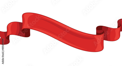 Vibrant red scroll banner element for stylish announcements and promotions, perfect for adding flair to your designs and layouts with ease
