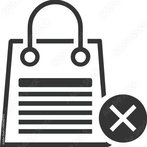 Shopping bag icon with a red circle and cross symbol indicating no or cancelled order