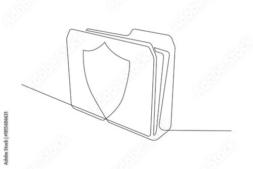 File folder, continuous  online drawing, and white background