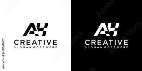 AH or HA initial letter logo design vector