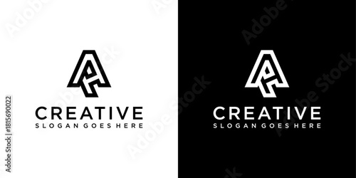 AH or HA initial letter logo design vector