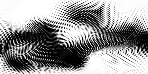 Halftone gradient. Dotted gradient, smooth dots spraying and halftones dot background seamless horizontal geometric pattern vector template set.