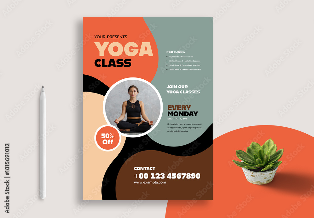 Yoga Poster Design Layout Stock Template | Adobe Stock