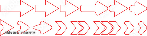 Arrows big red set icons. Arrow icon. Arrow vector collection. Arrow. Cursor. Modern simple arrows. Vector illustration.