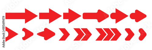 Arrows big red set icons. Arrow icon. Arrow vector collection. Arrow. Cursor. Modern simple arrows. Vector illustration.