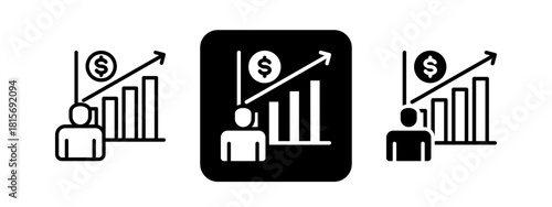 Personal Devlopment Solid color and black line drawing vector illustration set
