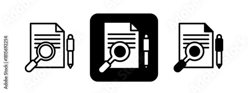 Research Solid color and black line drawing vector illustration set