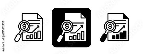 Sales Report Solid color and black line drawing vector illustration set