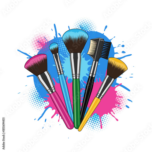 Colorful Makeup Brushes Pop Art Splash T-Shirt